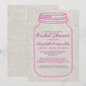 Fuchsia Rustic Mason Jar Bridal Dusche Einladungen (Vorne/Hinten)