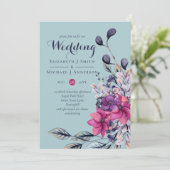 Fuchsia Sage Green Floral Wedding (Stehend Vorderseite)
