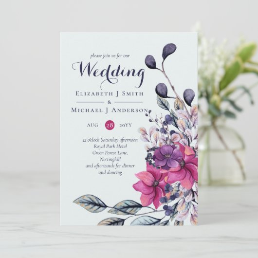 Fuchsia Sage Herbst Hochzeit im Herbst lädt Envl e (Stehend Vorderseite)