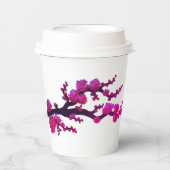 Fuchsia Sakura Blossom Gemälde von Sara Motolanez Pappbecher (Vorderseite)