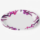 Fuchsia Sakura Blüten Malpapier Platte Pappteller (Schrägansicht)