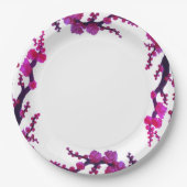 Fuchsia Sakura Blüten Malpapier Platte Pappteller (Vorderseite)