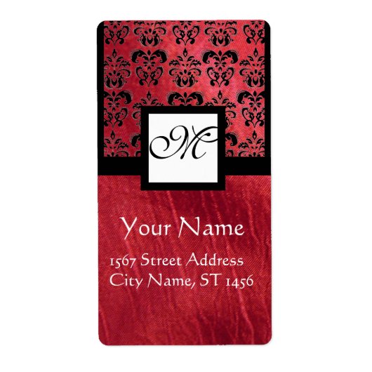 FUCHSIA SCHWARZ ROTES SILK DAMASK, SQUARE-MONOGRAM (Vorne)