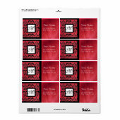 FUCHSIA SCHWARZ ROTES SILK DAMASK, SQUARE-MONOGRAM (Vorne)