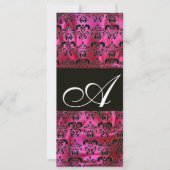 FUCHSIA SCHWARZE SILK DAMASK KLEINES MONOGRAMM, we Einladung (Vorderseite)