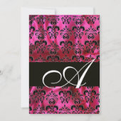 FUCHSIA SCHWARZE SILK KLEINES DAMASK-MONOGRAMM, we Einladung (Vorderseite)