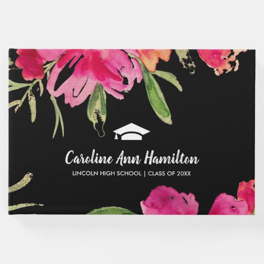 Fuchsia | Schwarzer Abschluss Gästebuch (Vorderseite)