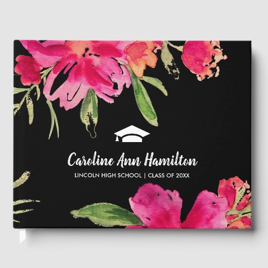 Fuchsia | Schwarzer Abschluss Gästebuch (Vorderseite)