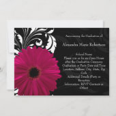 Fuchsia Scroll Gerbera Daisy Abschluss Einladung (Rückseite)