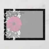 Fuchsia Scroll Gerbera Daisy Black Save the Date Ankündigungspostkarte (Rückseite)