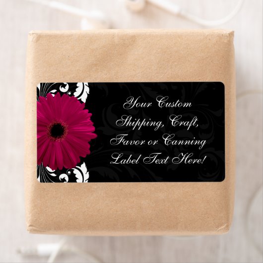 Fuchsia Scroll Gerbera Daisy w/Black and White (Insitu)