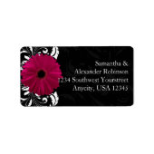 Fuchsia Scroll Gerbera Daisy w/Black and White Adressaufkleber (Vorne)