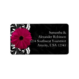 Fuchsia Scroll Gerbera Daisy w/Black and White Adressaufkleber