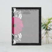Fuchsia Scroll Gerbera Daisy w/Black and White Briefkopf (Stehend Vorderseite)