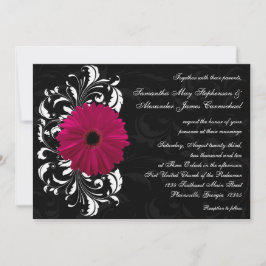 Fuchsia Scroll Gerbera Daisy w/Black and White Einladung