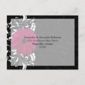 Fuchsia Scroll Gerbera Daisy w/Black and White Einladungspostkarte (Rückseite)