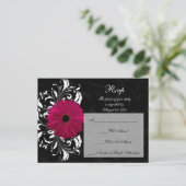 Fuchsia Scroll Gerbera Daisy w/Black and White Einladungspostkarte (Stehend Vorderseite)