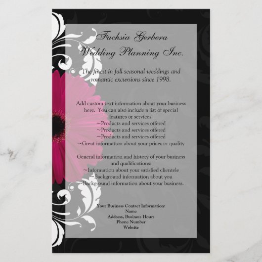 Fuchsia Scroll Gerbera Daisy w/Black and White Flyer (Vorne)