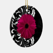 Fuchsia Scroll Gerbera Daisy w/Black and White Keramikornament (Rechts)