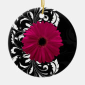 Fuchsia Scroll Gerbera Daisy w/Black and White Keramikornament (Vorne)