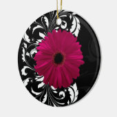 Fuchsia Scroll Gerbera Daisy w/Black and White Keramikornament (Links)