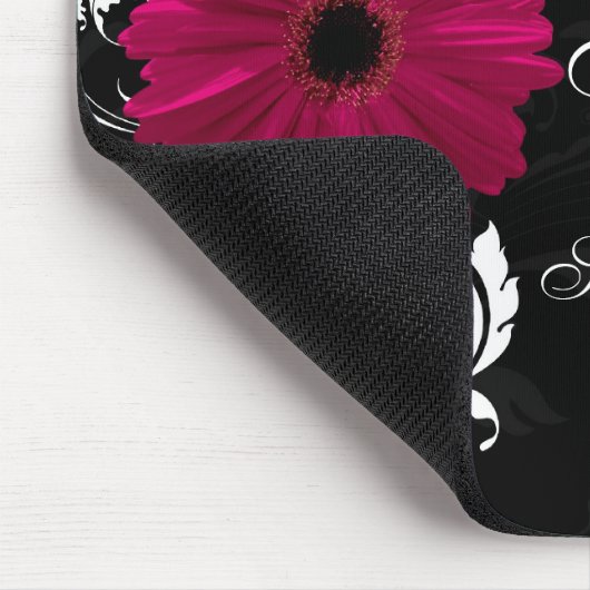 Fuchsia Scroll Gerbera Daisy w/Black and White Mousepad (Ecke)