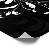 Fuchsia Scroll Gerbera Daisy w/Black and White Poster (Ecke)