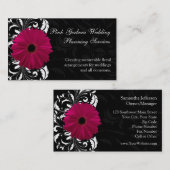 Fuchsia Scroll Gerbera Daisy w/Black and White Visitenkarte (Vorne/Hinten)