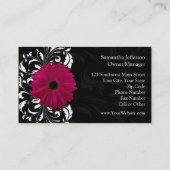 Fuchsia Scroll Gerbera Daisy w/Black and White Visitenkarte (Rückseite)