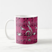 Fuchsia Sheet Music Silver Musiknotens Kaffeetasse (Links)