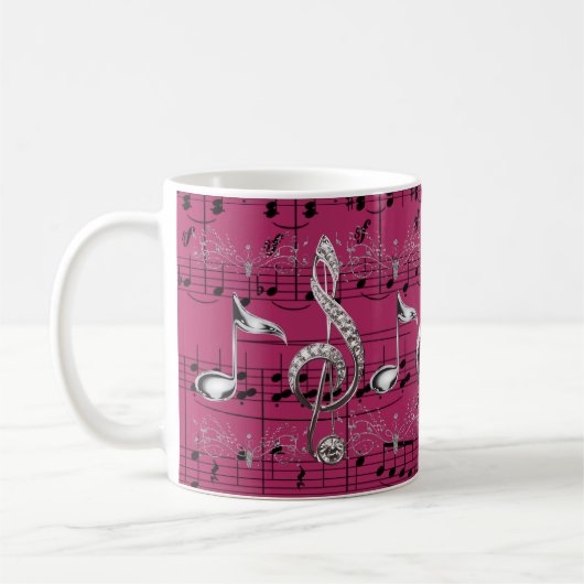 Fuchsia Sheet Music Silver Musiknotens Kaffeetasse (Links)