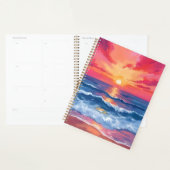 Fuchsia Shore Sunset | Ocean Waves Watercolor Planer (Anzeige)
