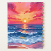 Fuchsia Shore Sunset | Ocean Waves Watercolor Planer (Rückseite)