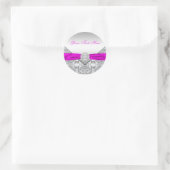 Fuchsia Silber-Spitzen-Diamant-Bogen-Aufkleber Runder Aufkleber (Tasche)