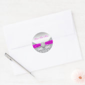 Fuchsia Silber-Spitzen-Diamant-Bogen-Aufkleber Runder Aufkleber (Umschlag)