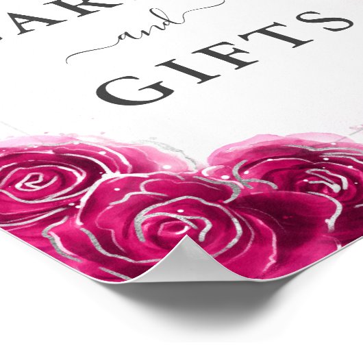 Fuchsia Silberkarten und Geschenke Tabletop Party Poster (Ecke)