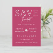 Fuchsia Simple Calligraphy Foto Save the Date (Stehend Vorderseite)