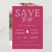 Fuchsia Simple Calligraphy Foto Save the Date (Vorne/Hinten)
