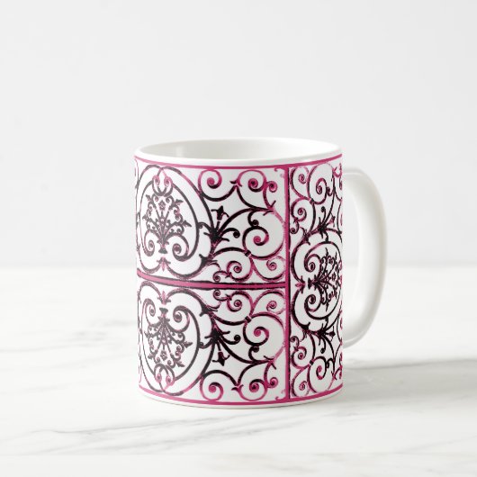Fuchsia-Skrollenmuster Kaffeetasse (VorderseiteRechts)