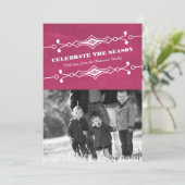 Fuchsia Slanted Chalkboard Foto Flat Card Einladung (Stehend Vorderseite)
