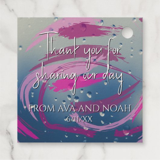 Fuchsia & Soft Pink Pinselstriche Vielen Dank Geschenkanhänger (Rückseite)