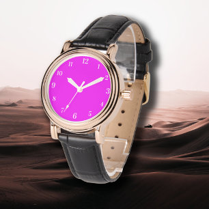 Fuchsia Solid Color   Klassisches Elegant Armbanduhr