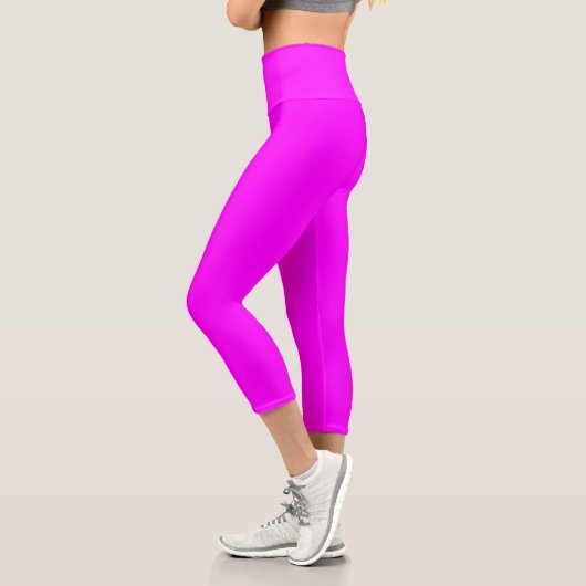 Fuchsia Solid Color | Klassisches Elegant Capri Leggings (Links)