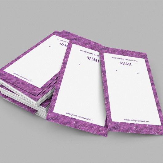 Fuchsia Sparkle Luxus Earring Display Visitenkarte