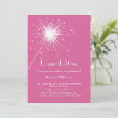 Fuchsia Sparkler Abschluss Einladung (Stehend Vorderseite)