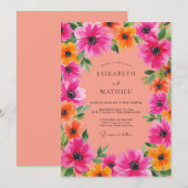 Fuchsia Spirited Summer Wedding Einladung (Vorne/Hinten)