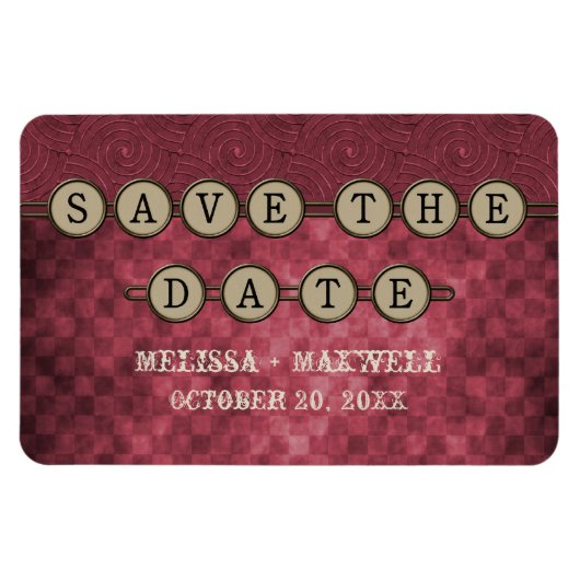 Fuchsia Steampunk Keys Save the Date Flexi Magnet (Horizontal)