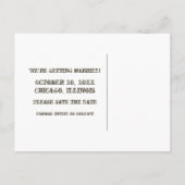 Fuchsia Steampunk Keys Save the Date Postkarte (Rückseite)