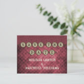 Fuchsia Steampunk Keys Save the Date Postkarte (Stehend Vorderseite)