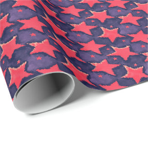 Fuchsia-Sterne Lila Kosmische Muster Geschenkpapier